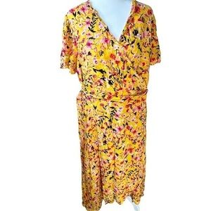Jessica Simpson Yellow Floral Wrap Maxi Dress